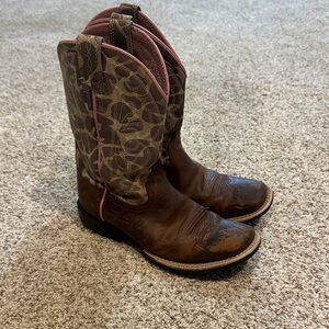 Ariat Brown and Pink Girls' Western Boots
